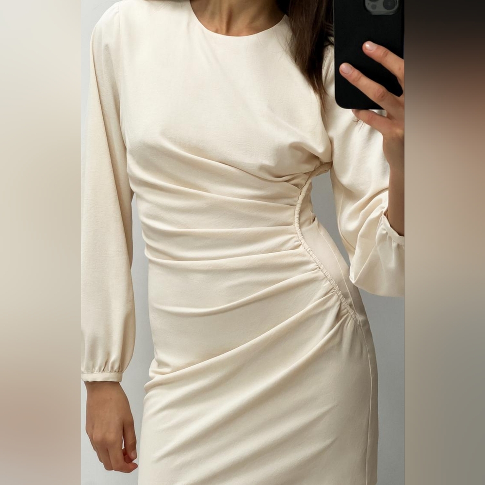 ZARA SIDE RUCHED MINI DRESS - Picture 2 of 6